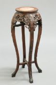 A CHINESE MARBLE-INSET HARDWOOD JARDINERE STAND, EARLY 20TH CENTURY