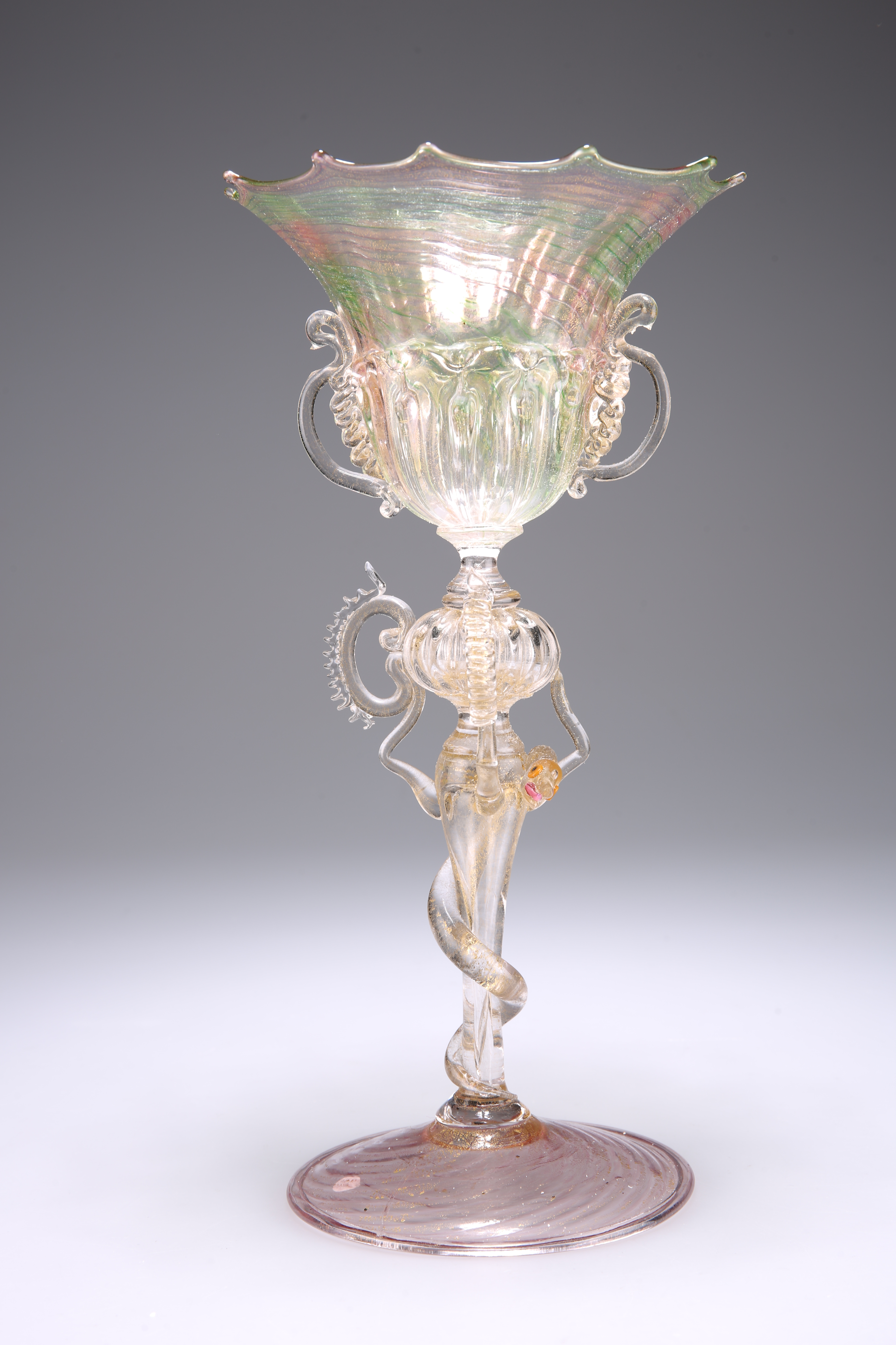 A VENETIAN 'SERPENT STEM' GOBLET - Image 2 of 4