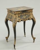 A VICTORIAN PAPIER-MACHE WORK TABLE