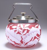 THOMAS WEBB, A CAMEO GLASS BISCUIT BARREL, CIRCA 1890