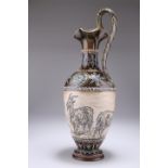 A DOULTON LAMBETH STONEWARE EWER BY HANNAH BARLOW (1851-1916)