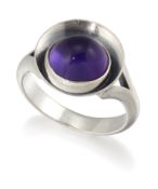 NIELS ERIK FROM - A DANISH SILVER AMETHYST RING,