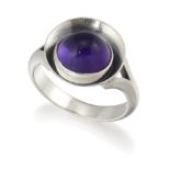 NIELS ERIK FROM - A DANISH SILVER AMETHYST RING,