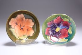 WALTER MOORCROFT, A POTTERY PIN DISH AND TRINKET DISH