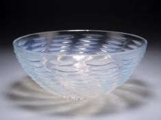 RENÉ LALIQUE (FRENCH, 1860-1945), "ONDES", AN OPALESCENT BOWL