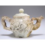A 19TH CENTURY CHINESE JADE TEAPOT AND COVER
