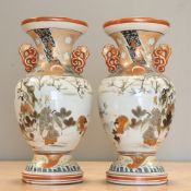 A LARGE PAIR OF JAPANESE KUTANI VASES