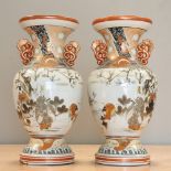 A LARGE PAIR OF JAPANESE KUTANI VASES