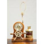 A BRASS-MOUNTED LAMP AND BAROMETER SET OF NAUTICAL INTEREST