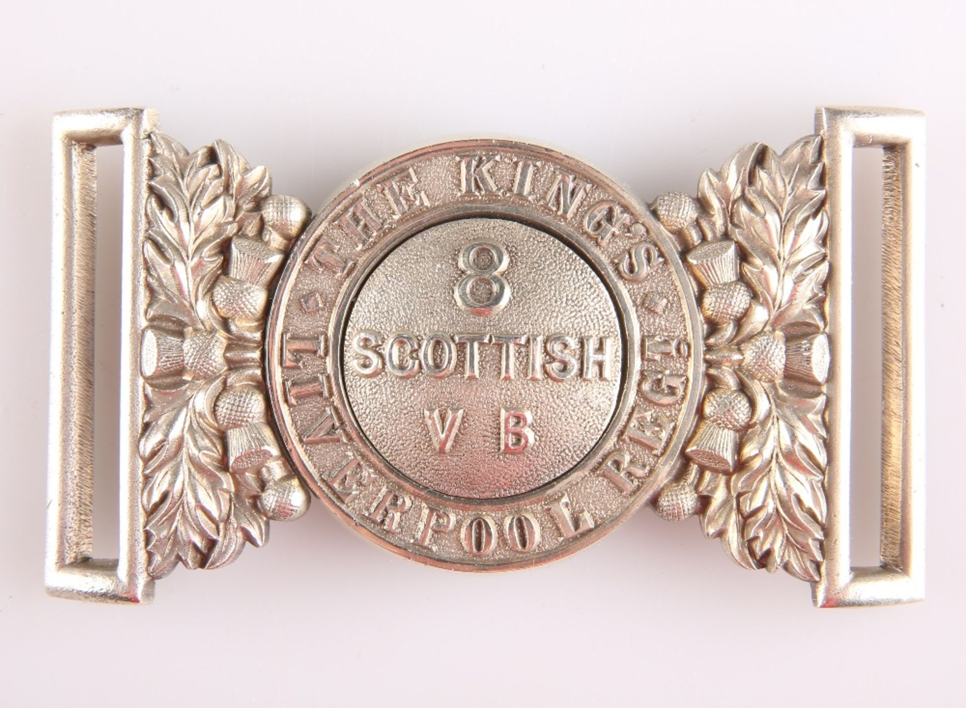 AN OFFICERS' PATTERN SILVER PLATE WAIST BELT CLASP OF THE 8TH (SCOTTISH) VOLUNTEER BATTALION