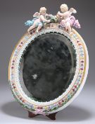 A 19TH CENTURY MEISSEN PORCELAIN EASEL MIRROR