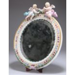 A 19TH CENTURY MEISSEN PORCELAIN EASEL MIRROR