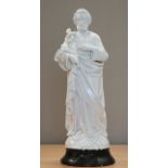 A LARGE 19TH CENTURY CONTINENTAL WHITE-GLAZED PORCELAIN FIGURE