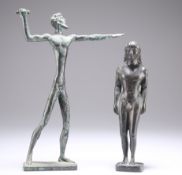 TWO GREEK OR CRETAN BRONZE STATUES