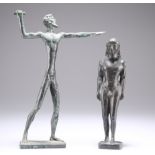 TWO GREEK OR CRETAN BRONZE STATUES