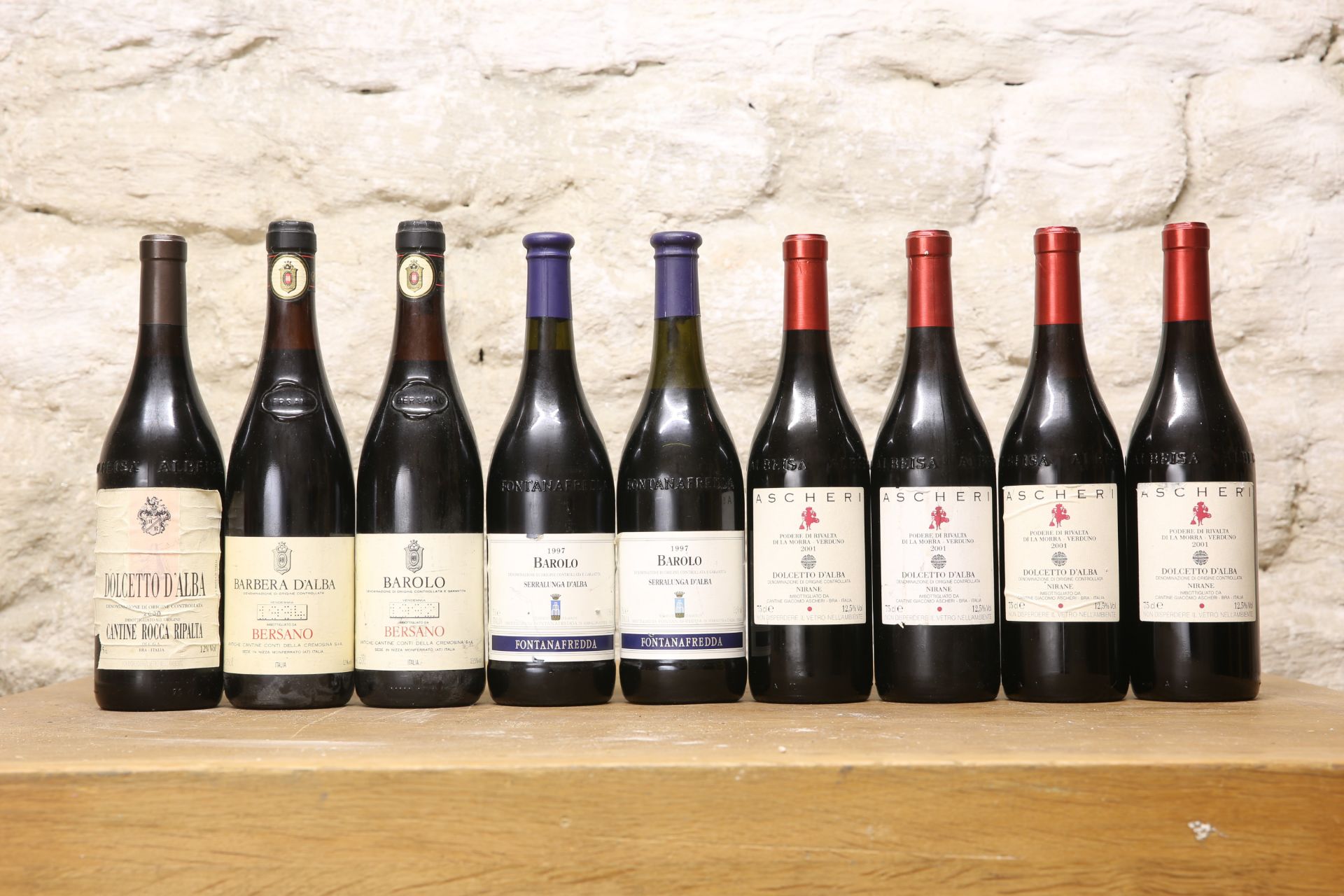 9 BOTTLES MIXED LOT FINE ITALIAN CLASSIC WINES FROM PIEDMONT COMPRISING : 2 BOTTLES BAROLO ‘