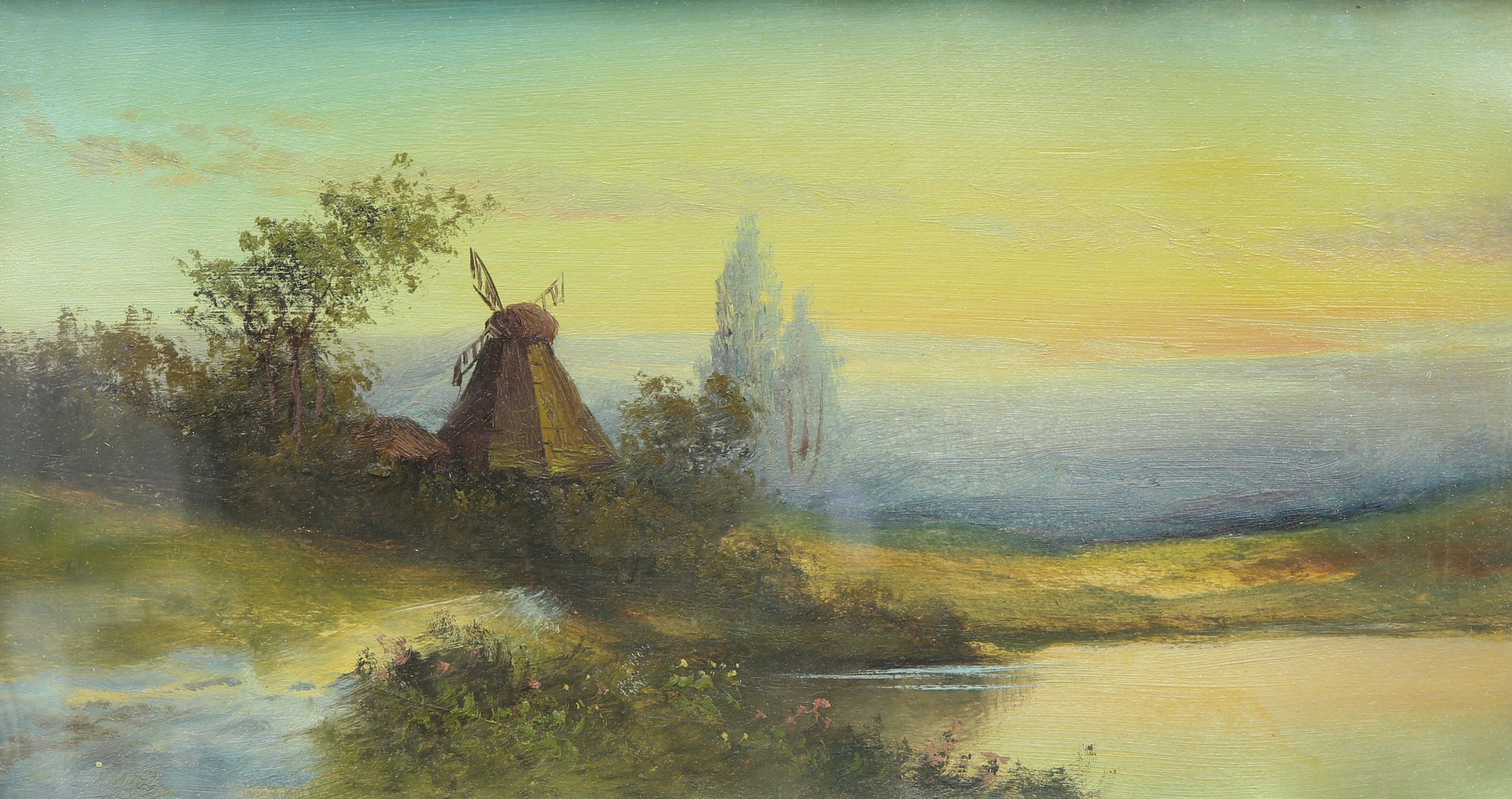 ENGLISH SCHOOL (19TH CENTURY), RIVER LANDSCAPES WITH WINDMILL - Image 3 of 6