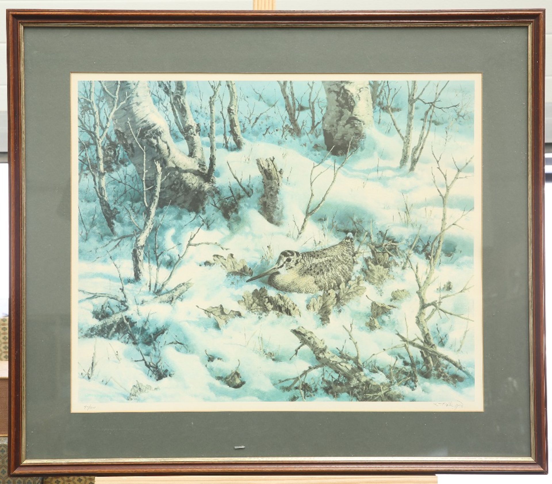 WILLIAM HOLLYWOOD (1923-1990), SNIPE IN WINTER WOODLAND - Image 2 of 2