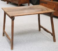 AN 18TH CENTURY OAK TRESTLE TABLE