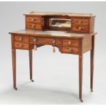 A LATE VICTORIAN INLAID ROSEWOOD WRITING DESK