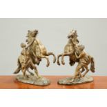 A PAIR OF 19TH CENTURY BRONZE MODELS OF MARLY HORSES