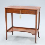 A LATE VICTORIAN STRING INLAID ROSEWOOD WRITING DESK