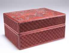 A 19TH CENTURY CHINESE CINNABAR LACQUER BOX AND COVER