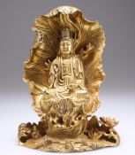 A CHINESE GILT-BRONZE BUDDHA