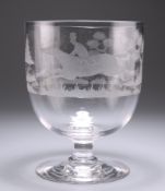 A LARGE CONTINENTAL ETCHED GLASS GOBLET