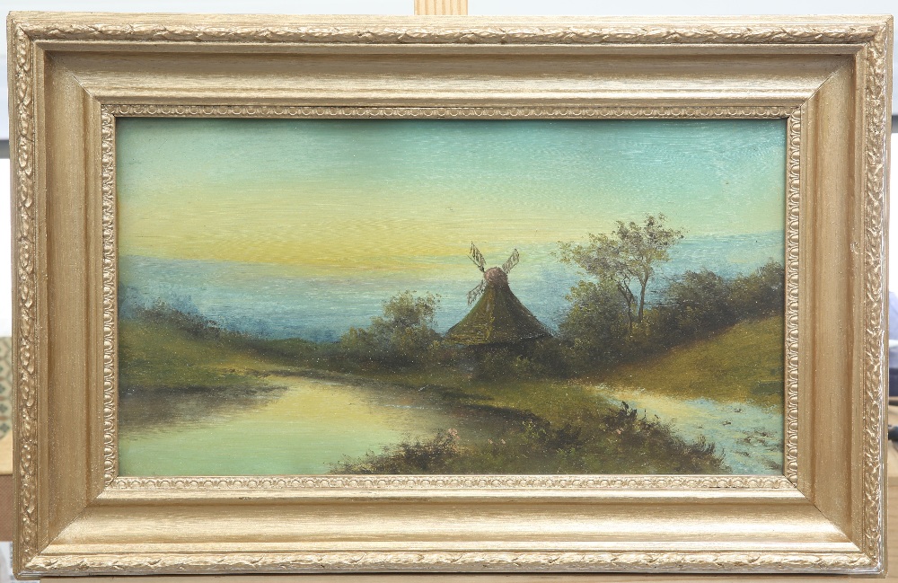 ENGLISH SCHOOL (19TH CENTURY), RIVER LANDSCAPES WITH WINDMILL - Image 2 of 6