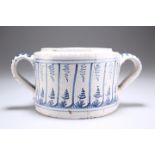 A DUTCH DELFT POSSET POT, 18TH CENTURY