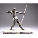 A SPELTER FIGURE OF AN ARCHER, IN THE ART DECO TASTE