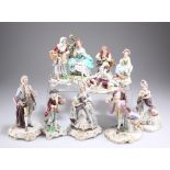 A COLLECTION OF TEN GERMAN AND ITALIAN PORCELAIN FIGURES