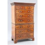 A GEORGE III MAHOGANY CHEST ON CHEST