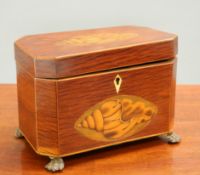 A GEORGE III INLAID TEA CADDY