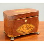 A GEORGE III INLAID TEA CADDY