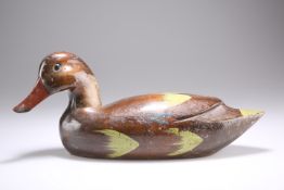 A VICTORIAN CARVED AND PAINTED DUCK DECOY