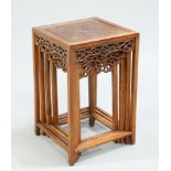 A SET OF FOUR CHINESE INLAID HARDWOOD NESTING TABLES