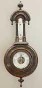 A LATE VICTORIAN WALNUT WHEEL BAROMETER