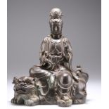 A BRONZE FIGURE OF GUAN YIN