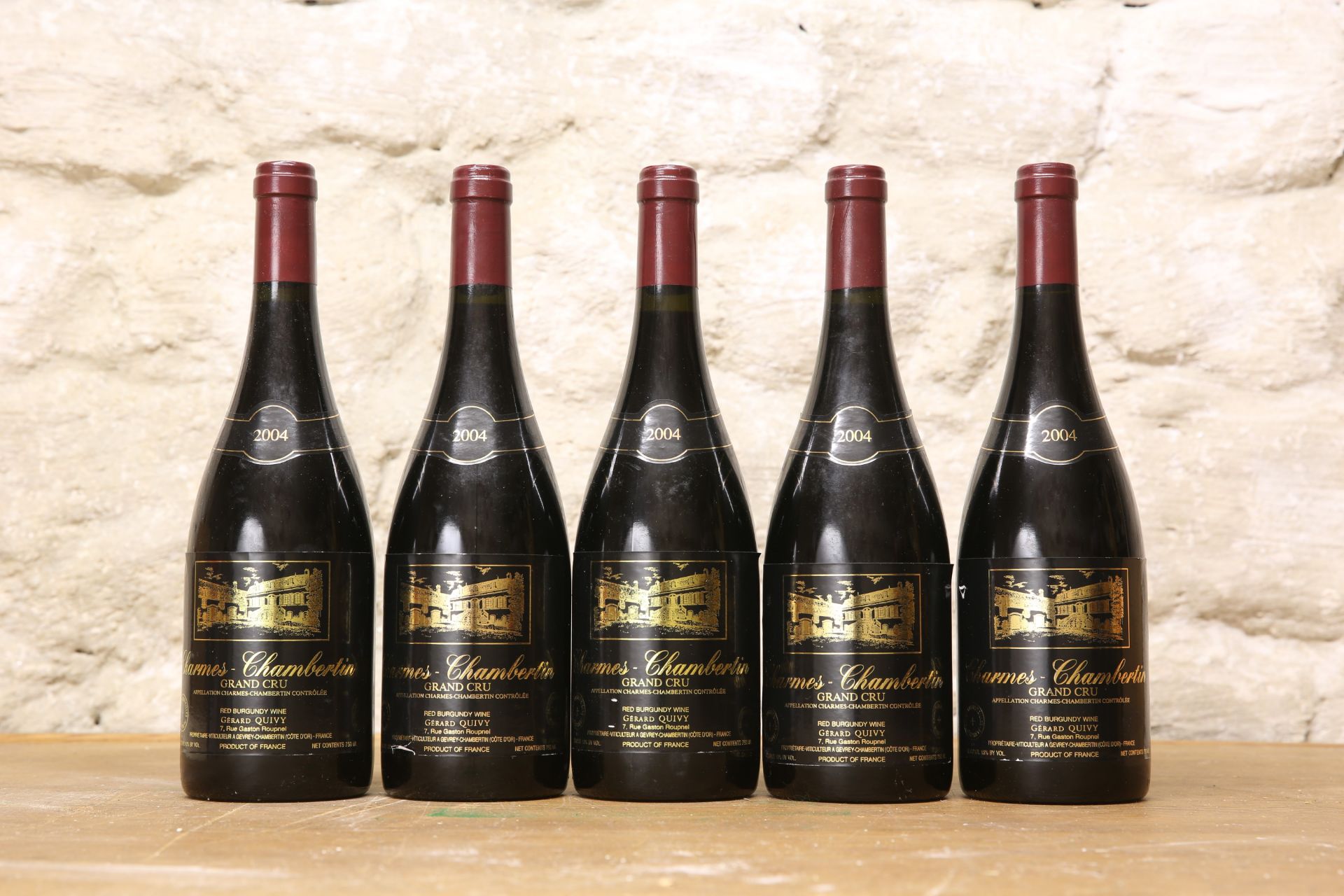 5 BOTTLES CHARMES CHAMBERTIN GRAND CRU DOMAINE GERARD QUIVY 2004