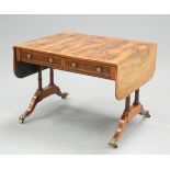 A FINE REGENCY SATINWOOD INLAID AND YEW WOOD CROSSBANDED ROSEWOOD SOFA TABLE