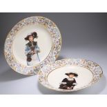 A PAIR OF DRESDEN PORCELAIN 'PORTRAIT' DISHES