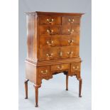 A QUEEN ANNE STYLE WALNUT CHEST ON STAND, EARLY 20TH CENTURY