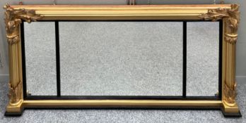 A 19TH CENTURY GILT OVER MANTEL MIRROR