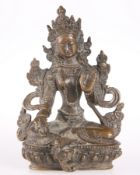 A TIBETAN BRONZE FIGURE OF GREEN TARA