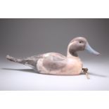 A HAND PAINTED COMPOSITION DECOY PINTAIL DUCK