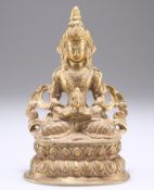 A GILT BRASS NEPALESE APARMITA BUDDHA