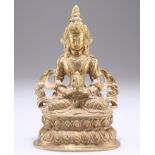 A GILT BRASS NEPALESE APARMITA BUDDHA