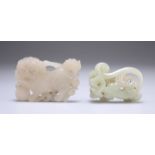 TWO CHINESE JADE ZOOMORPHIC CARVINGS